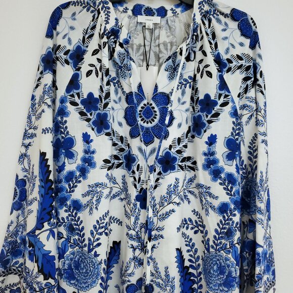 A Loves A Women's Floral Blu/White V-Neck Tassel Peasant Dress Size Large - Picture 3 of 15